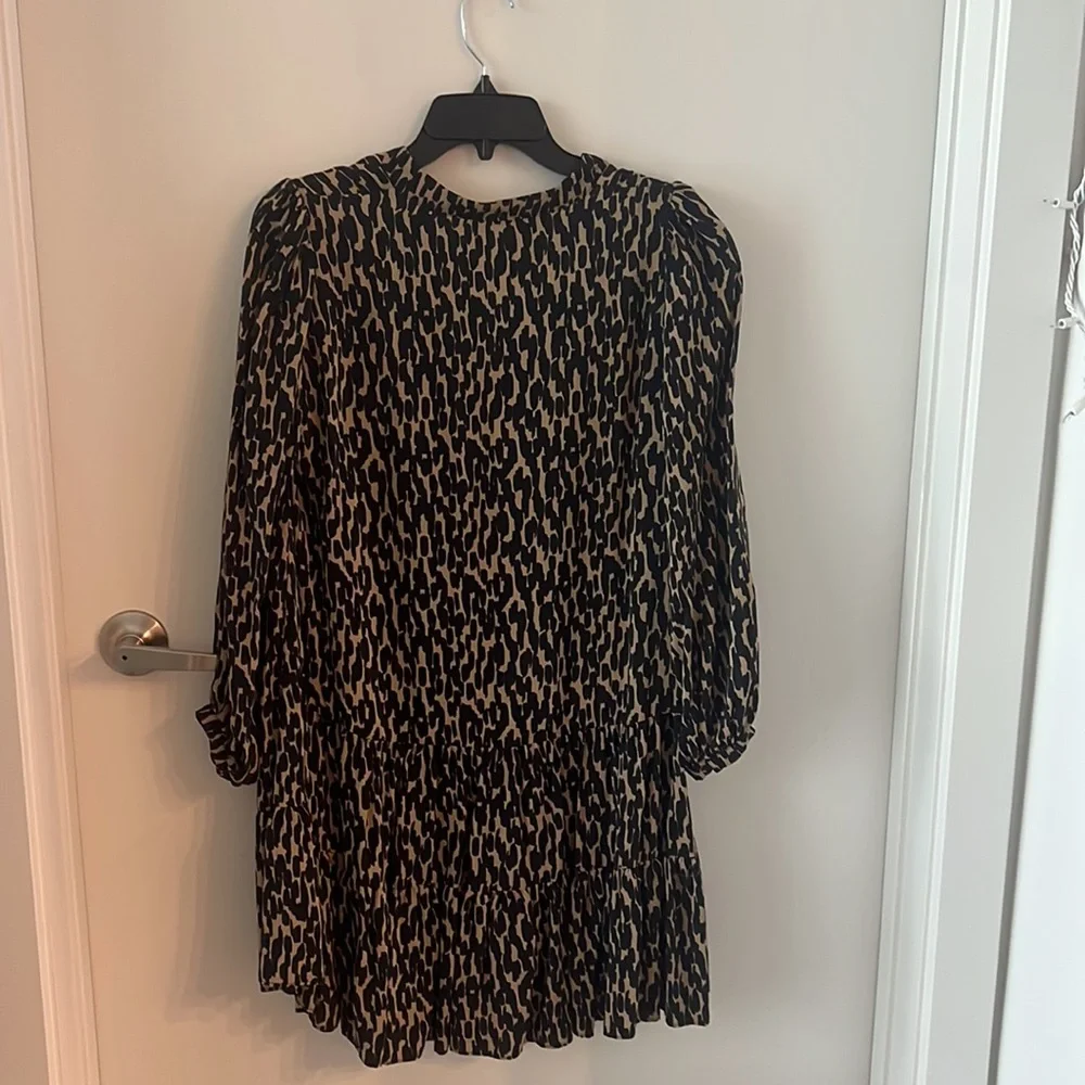 NWOT Zara Long Sleeved Cheetah Print Vneck Dress - Picture 4 of 4